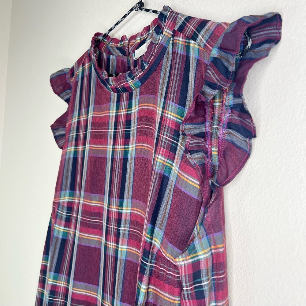 LOFT Burgundy Red Purple Colorful Plaid Sleeveless Top Plus Size 14 - Picture 4 of 11